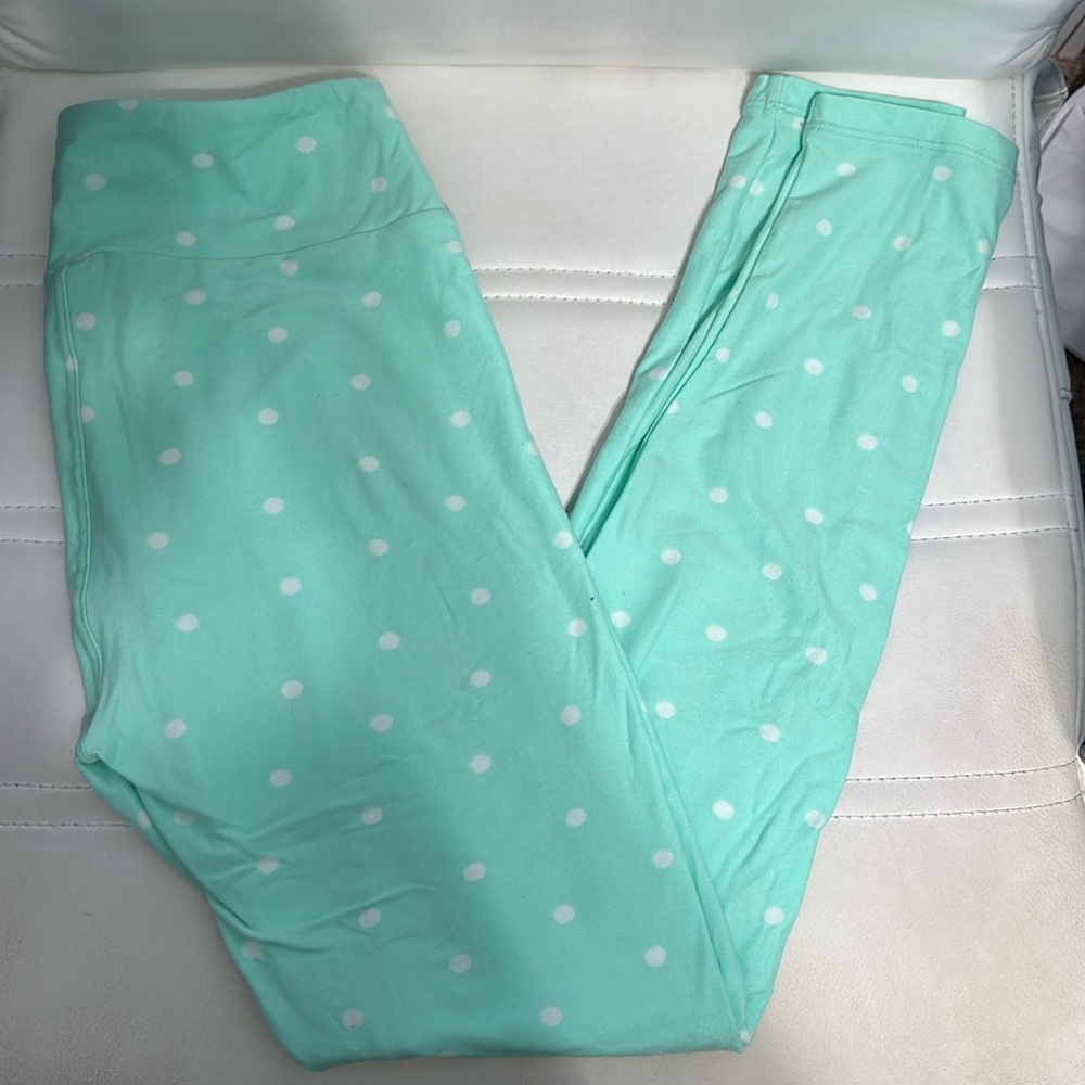 LuLaRoe mint green and white polka dot leggings